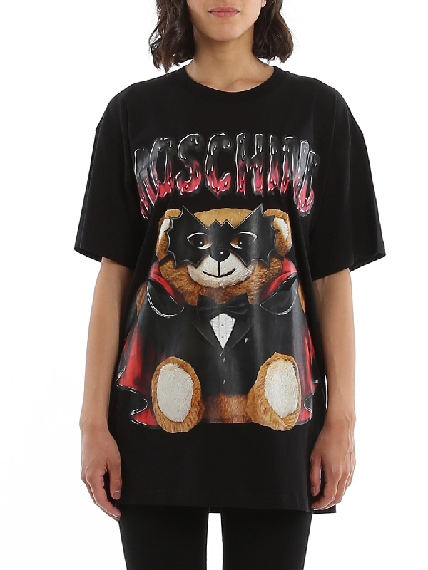 Moschino Mask Teddy Bear Print T-shirt In Black | ModeSens