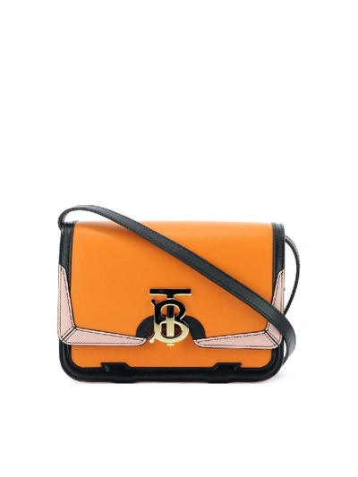 Shop Burberry Tb Small Leather Cross Body Bag In Orange