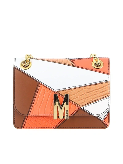 Shop Moschino M Patchwork Cross Body Bag In Multi
