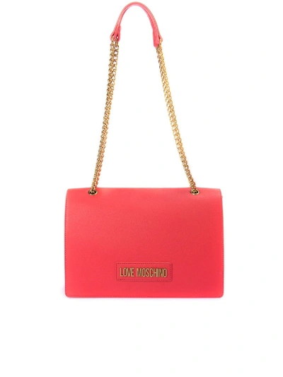 Shop Love Moschino Metal Logo Bag In Red