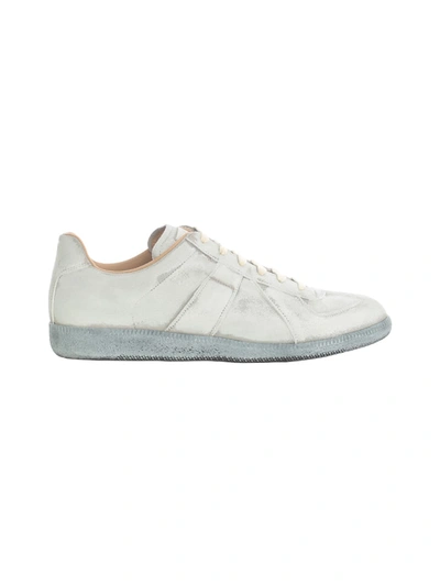 Shop Maison Margiela Velour Replica Low Top Sneakers In Grey/white