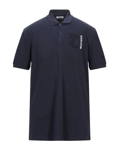 Shop Versace Polo Shirts In Dark Blue