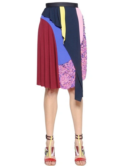 Peter Pilotto 层叠&装饰人造丝针织半身裙 In Multicolor