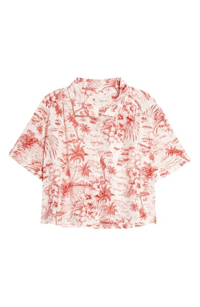 Shop The Great The Cruise Palm Print Linen & Cotton Top In Red Palm Print