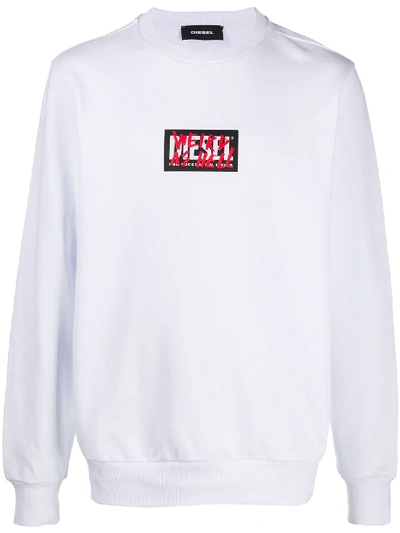 Shop Diesel S-girk-x5 Logo Sweatshirt In White