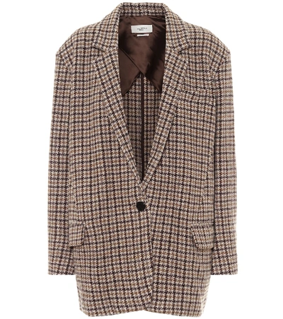 Shop Isabel Marant Étoile Kaito Houndstooth Virgin-wool Blazer In Brown