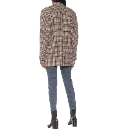 Shop Isabel Marant Étoile Kaito Houndstooth Virgin-wool Blazer In Brown