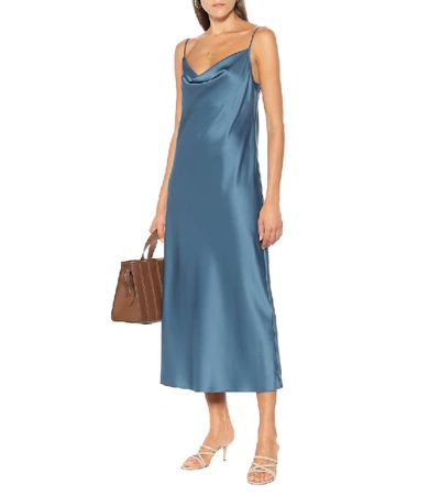 Shop Max Mara Leisure Teoria Satin Slip Dress In Blue