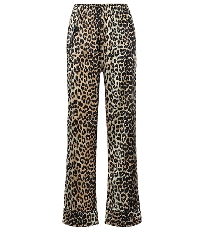 fond pave Skærm Ganni Leopard-print Stretch Silk-satin Pajama Pants | ModeSens