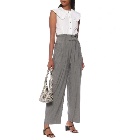 Ganni Peter Pan Collar Sleeveless Blouse In White