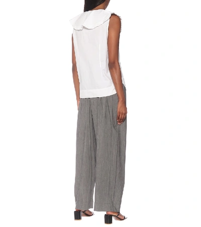 Ganni Peter Pan Collar Sleeveless Blouse In White