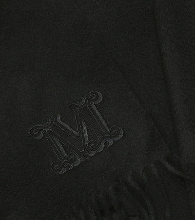 Shop Max Mara Dalia Logo Cashmere Scarf In Black