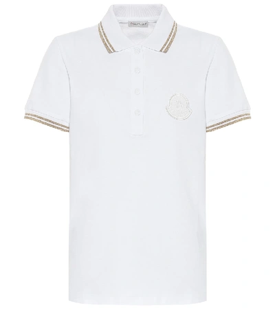 Shop Moncler Cotton Piqué Polo Shirt In White