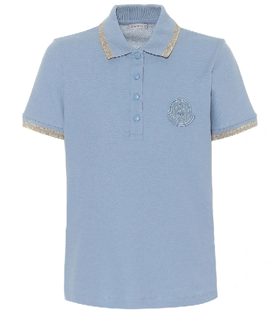 Shop Moncler Cotton Piqué Polo Shirt In Blue