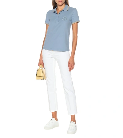 Shop Moncler Cotton Piqué Polo Shirt In Blue