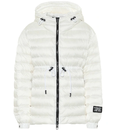 Shop Burberry Staithes Hooded Down Jacket In White