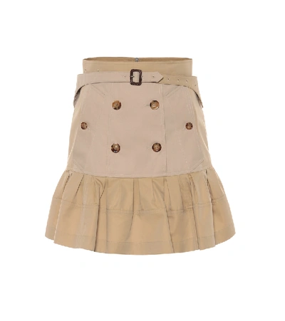 Shop Burberry Suzy Trench Cotton Miniskirt In Beige