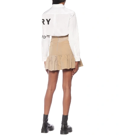 Shop Burberry Suzy Trench Cotton Miniskirt In Beige