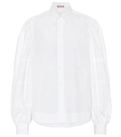Shop Alaïa Puff-sleeve Cotton-poplin Shirt In White
