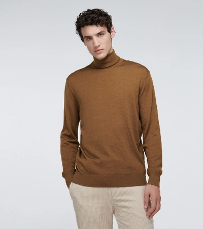 Shop Ermenegildo Zegna Cashmere Turtleneck Sweater In Brown