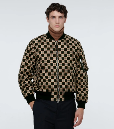 Shop Burberry Brooland Checked Bomber Jacket In Beige