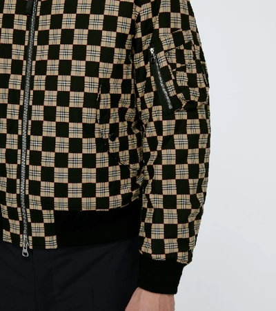 Shop Burberry Brooland Checked Bomber Jacket In Beige