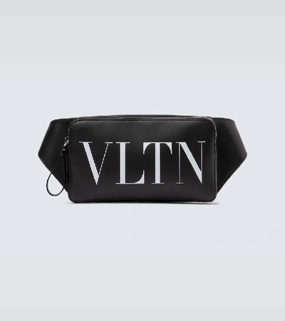 Shop Valentino Vltn Leather Belt Bag In Black