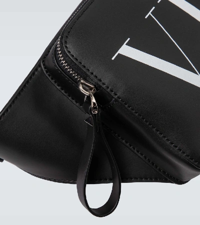 Shop Valentino Vltn Leather Belt Bag In Black