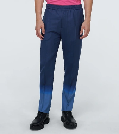 Shop Givenchy Gradient Jacquard Wool Pants In Blue