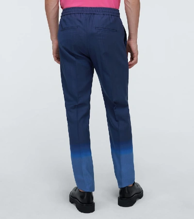 Shop Givenchy Gradient Jacquard Wool Pants In Blue