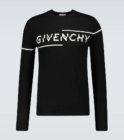 Shop Givenchy Sliced Logo Crewneck Sweater In Black