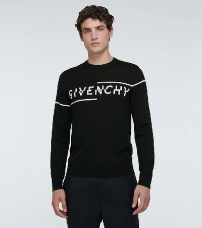 Shop Givenchy Sliced Logo Crewneck Sweater In Black
