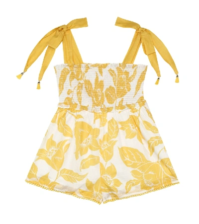 Shop Zimmermann Bellitude Floral Cotton Playsuit In Yellow