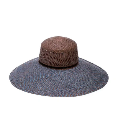 Shop The Freya Brand Magnolia Wide Brim Woven Hat In Brown/blue