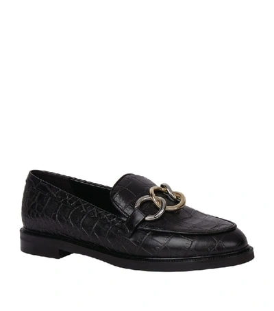 Shop Claudie Pierlot Croc-embossed Leather Loafers