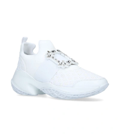Shop Roger Vivier Viv' Run Strass Buckle Sneakers In Technical Fabrics In White