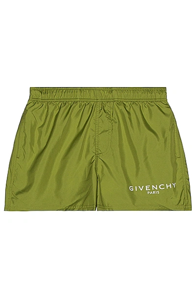 Shop Givenchy Technical Swim Trunks In Olive Green