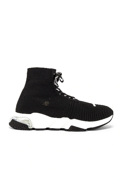 Shop Balenciaga Speed Lace Up Sneaker In Black & White & Clear & Black