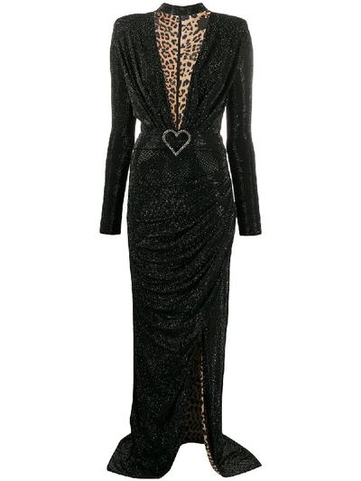 Shop Philipp Plein Aphrodite Stud Embellished Asymmetric Dress In Black