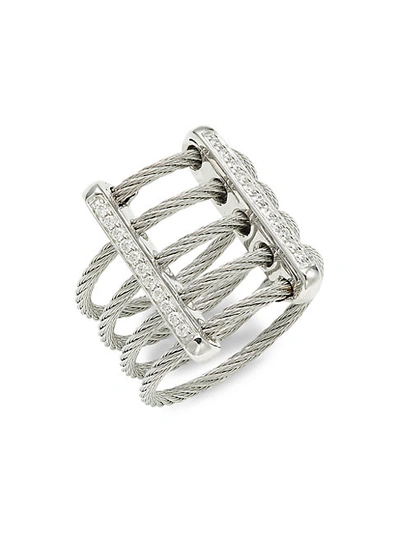 Shop Alor 18k White Gold, Stainless Steel & Diamond Ring