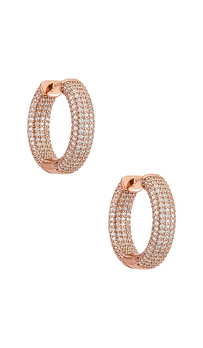 Shop The M Jewelers Ny The Iced Ravello Hoops In Rose Gold