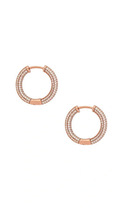 Shop The M Jewelers Ny The Iced Ravello Hoops In Rose Gold
