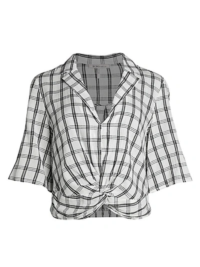Shop Bcbgeneration Twist Front Plaid Top In Off White