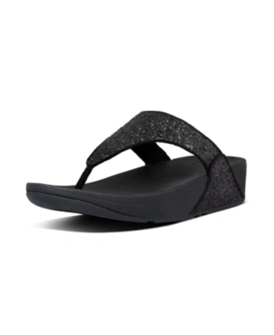 Shop Fitflop Women's Lulu Glitter Toe-thongs Sandal In Black Glitter