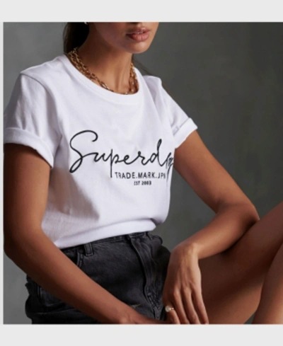 Shop Superdry Women's Alice Script Embroidered T-shirt In White