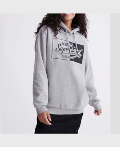 Shop Superdry Women's Brand Language Oversized Hoodie In Gray
