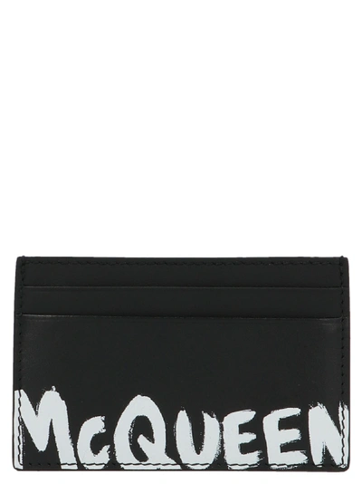 Shop Alexander Mcqueen Graffiti Cardholder In Black