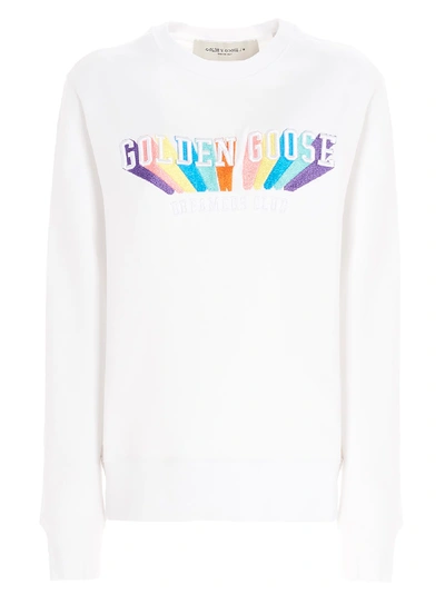 Shop Golden Goose Athena Rainbow Sweatshirt In White