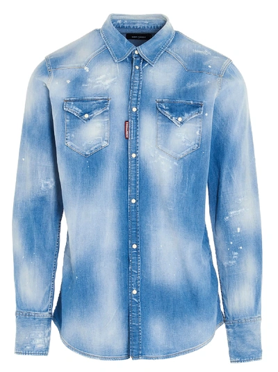 Shop Dsquared2 Western Shirt In Light Blue