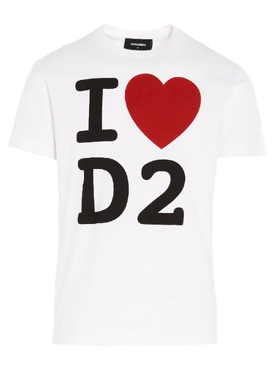 Shop Dsquared2 I Love D2 T-shirt In White